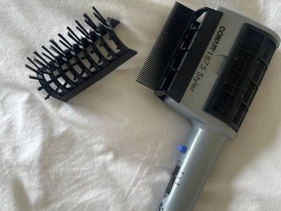Conair 1875 Styler Hair Dryer with Detachable Comb Attachments - Gray/Black