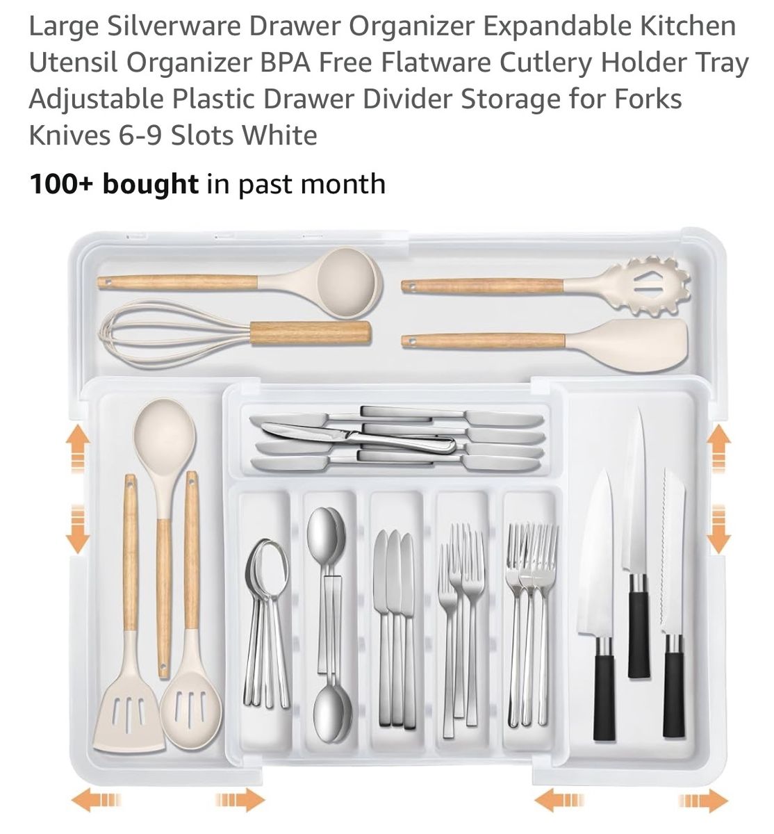 New Spaclear Expandable Silverware Drawer Organizer White Plastic Kitchen