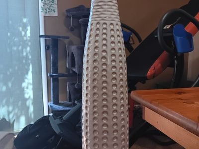 Tall Textured Ceramic Decorative Vase - Neutral Cream/Tan, Modern Style