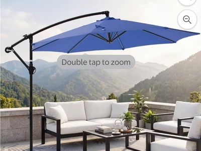 JIOABL 10FT Cantilever Patio Umbrella with Base & Crank – Brand New #532