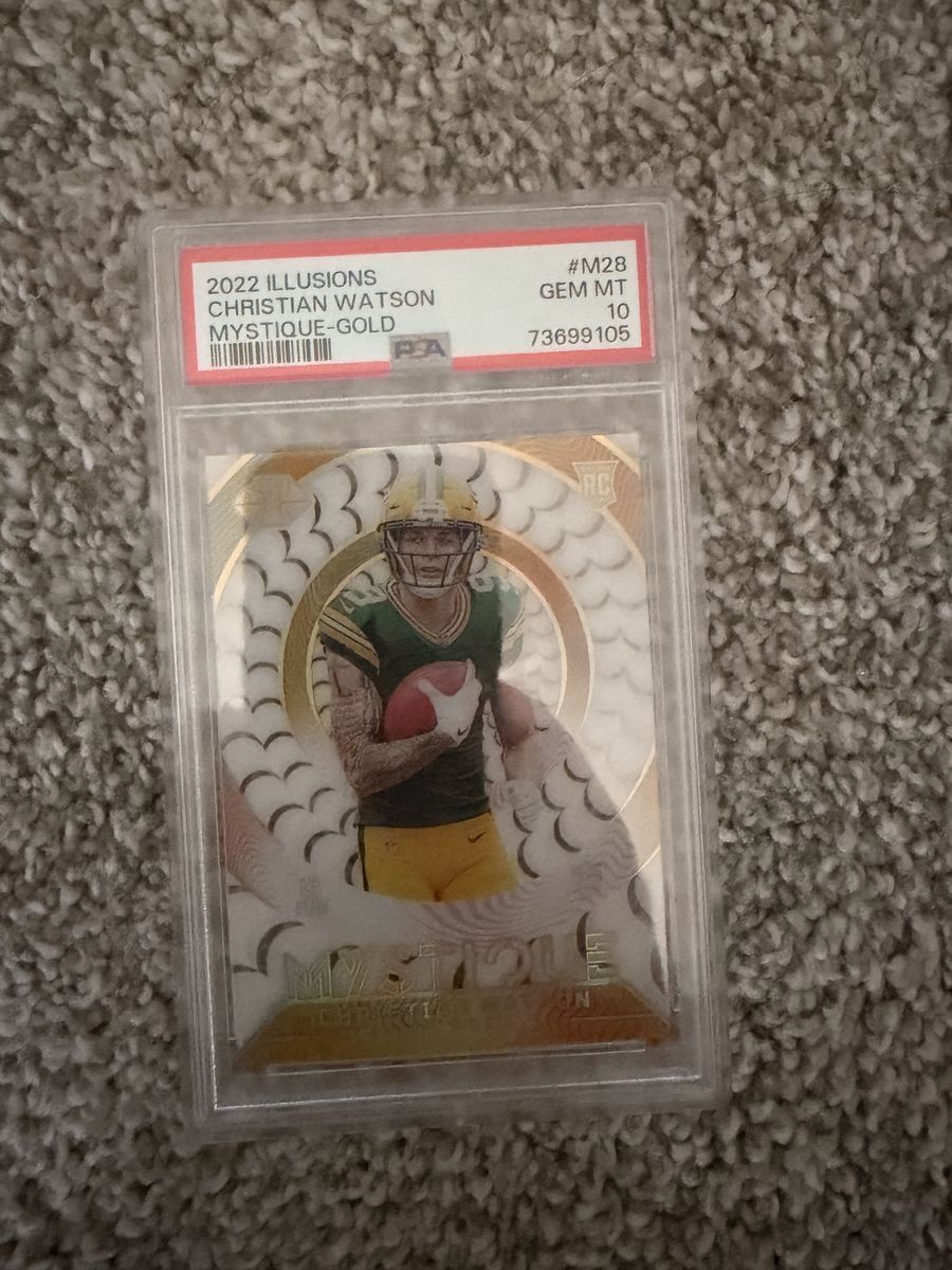 2022 Illusions Christian Watson Mystique-Gold RC #M28 PSA GEM MT 10 Football Card