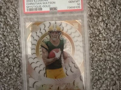 2022 Illusions Christian Watson Mystique-Gold RC #M28 PSA GEM MT 10 Football Card