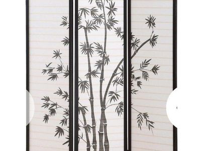 Oriental Furniture 3-Panel Bamboo Screen Room Divider - Dark Brown, Shoji Paper 54" W x 71" H (NEW)