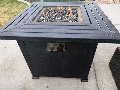 Wicker 5 Piece Patio Set And Fire Pit