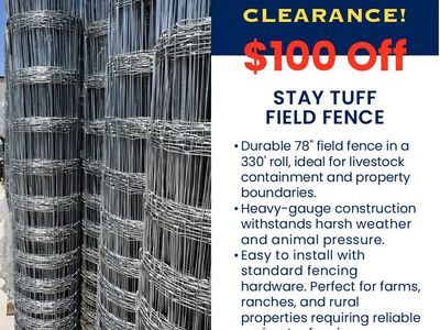 *SALE* ($100 OFF!) STAY TUFF FIELD FENCE 78" x 330'