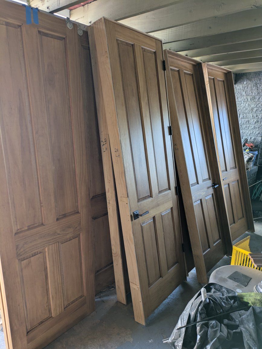 Lot of 8-Foot tall!
Stained solid Wood Doors - Prehung and Slab slider