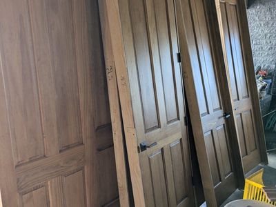 Lot of 8-Foot tall!
Stained solid Wood Doors - Prehung and Slab slider