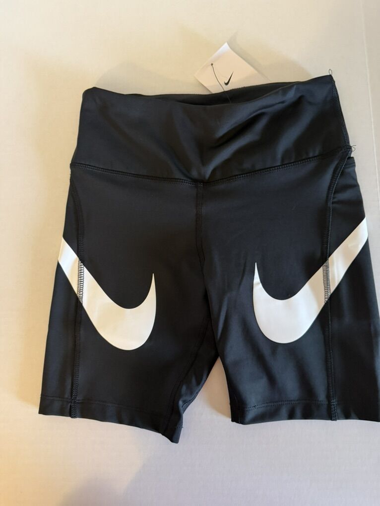 New Nike Bike Shorts Large Logo Size S Black