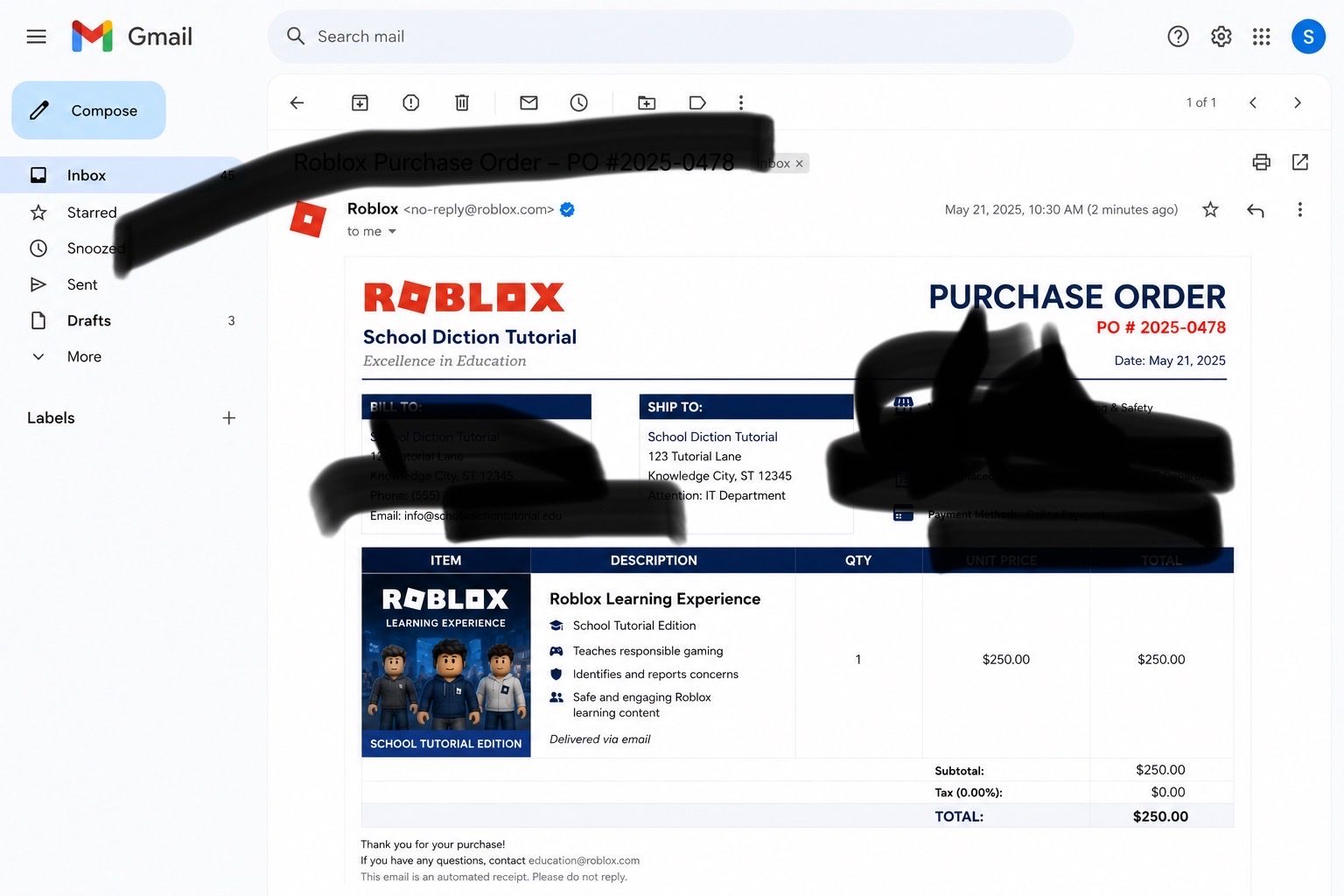 Roblox $250 E-Gift Card