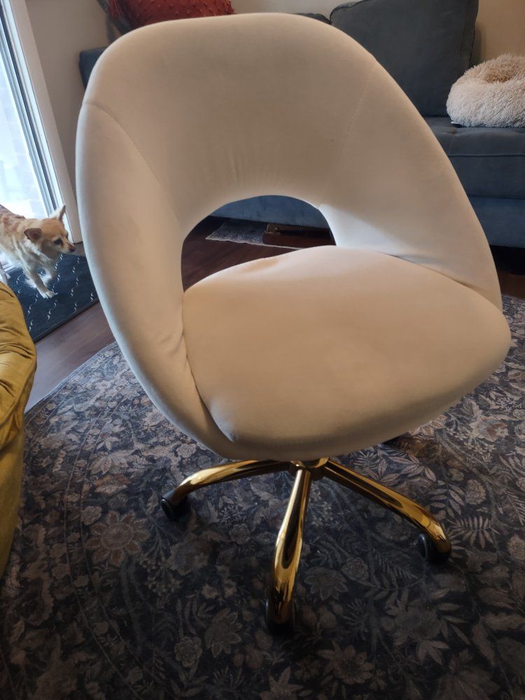White and gold office/desk chair