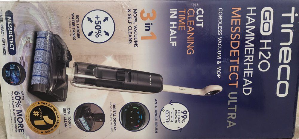 Nee in box!! Tineco Floor One Go H2O Hammerhead MessDetect Ultra Cordless Vacuum & Mop