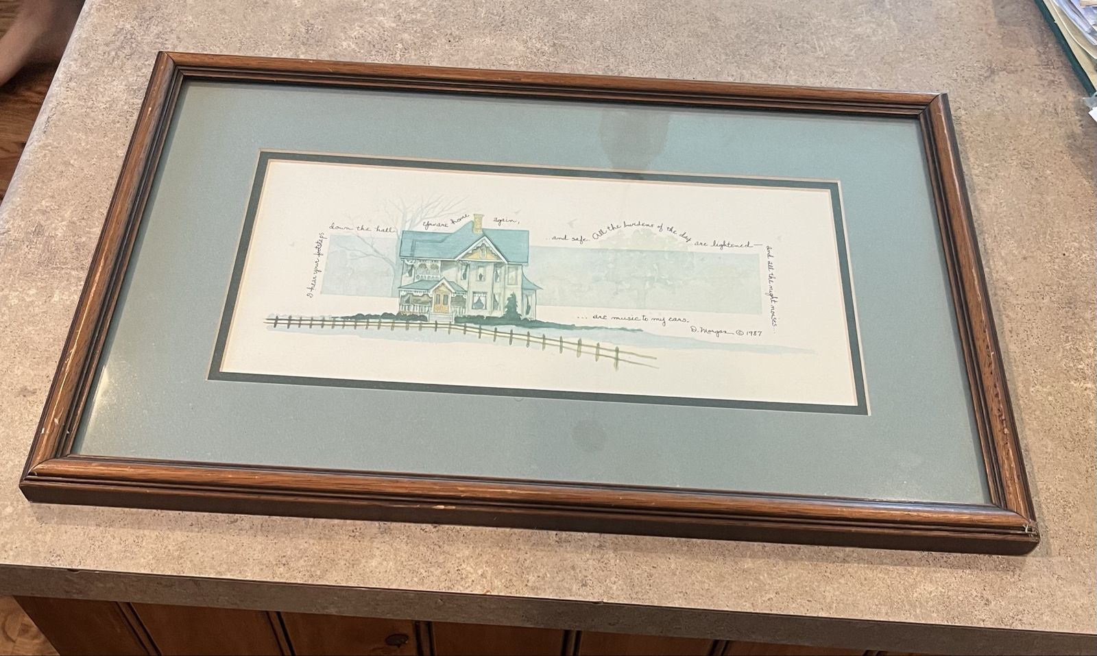 D. Morgen 1987 Framed Victorian House Watercolor Print "You Are Home Again" Matted