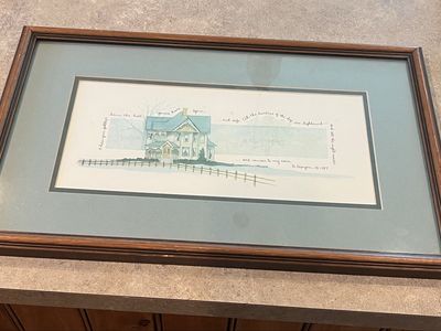 D. Morgen 1987 Framed Victorian House Watercolor Print "You Are Home Again" Matted