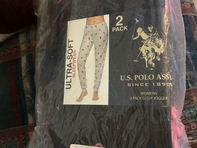 Brand new, U.S. POLO ASSN. Women's Ultra-Soft Pink & Black Sleep Joggers, 2-Pack, Size XL