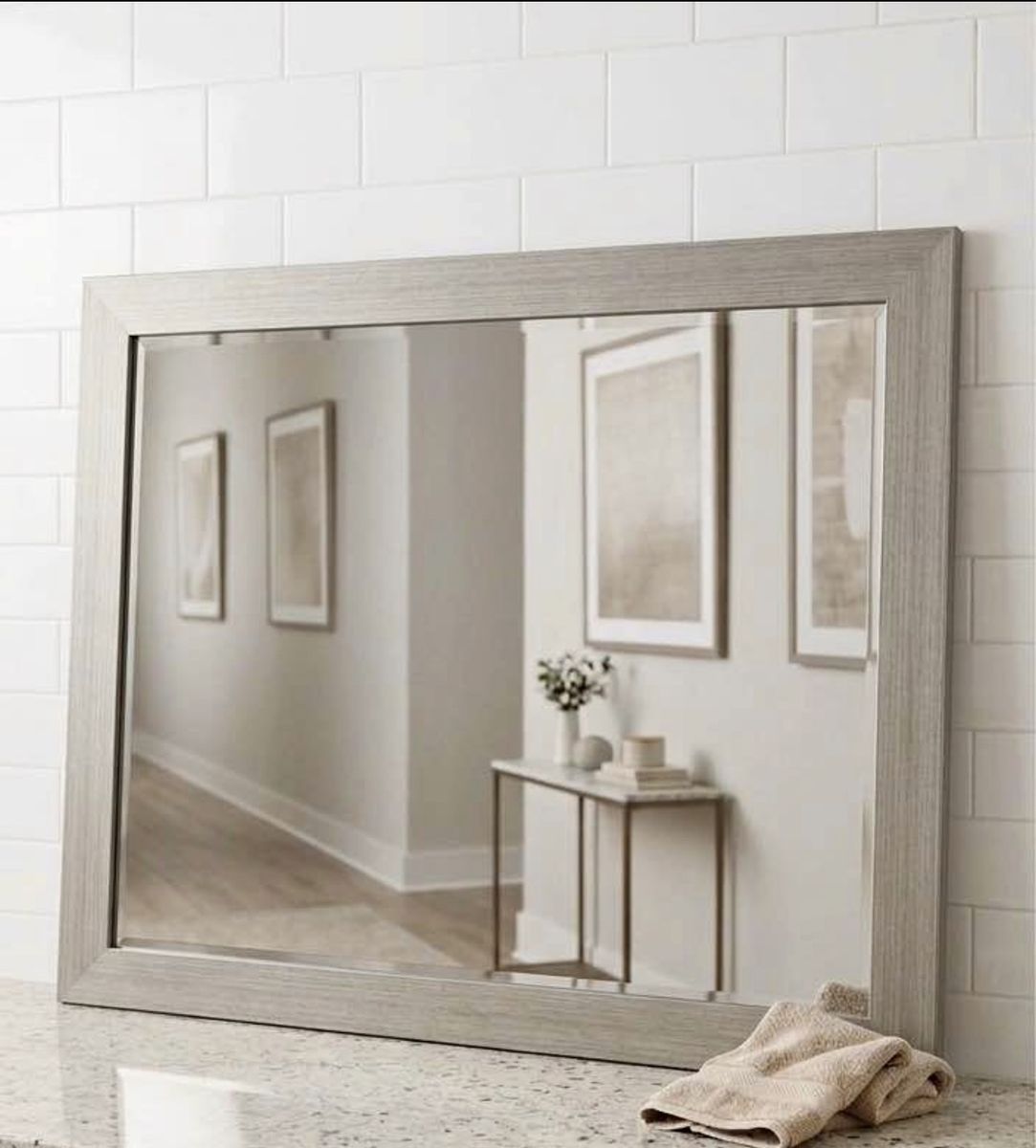 Grey Farmhouse Style Framed Mirror