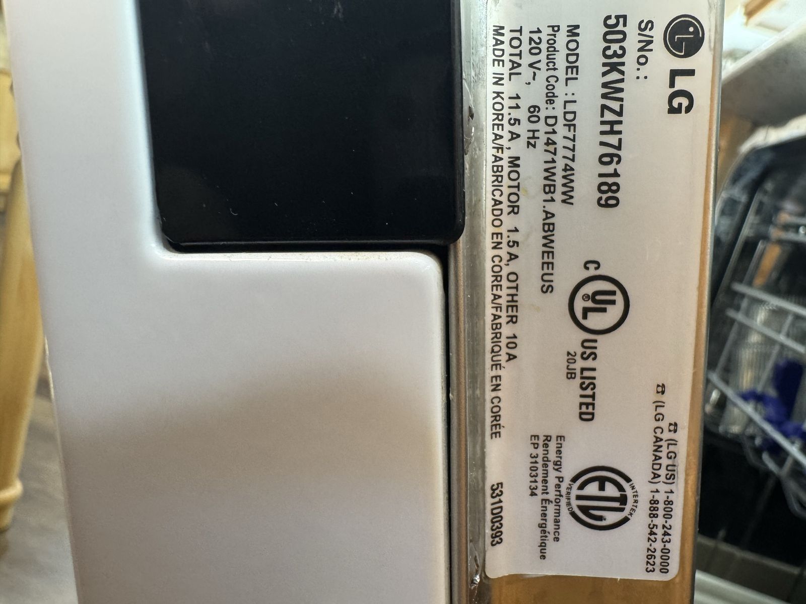 LG LDF7774WW Built-In Dishwasher White