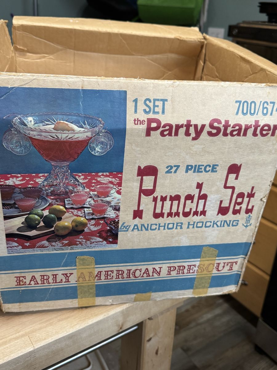 Anchor Hocking Early American Prescut Punch Set - 27 Piece Party Starter Glassware