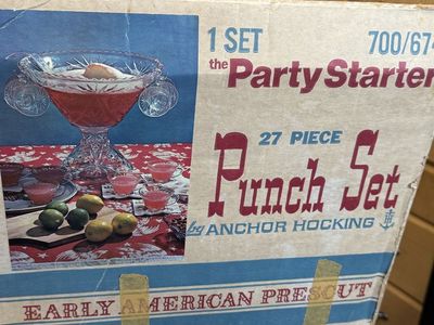 Anchor Hocking Early American Prescut Punch Set - 27 Piece Party Starter Glassware