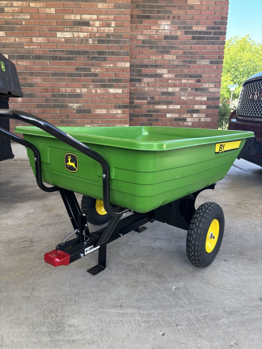 John Deere 8 Cubic Yard Garden Cart - Dual-Use Dump Cart for Mower or Hand