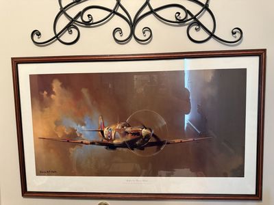 Spitfire by Barrie A. F. Clark Framed Print 42” x 25” Man Cave Art
