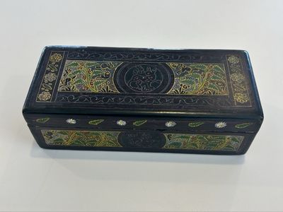 Mexican Olinala Linaloe Wood Box Hand Painted Folk