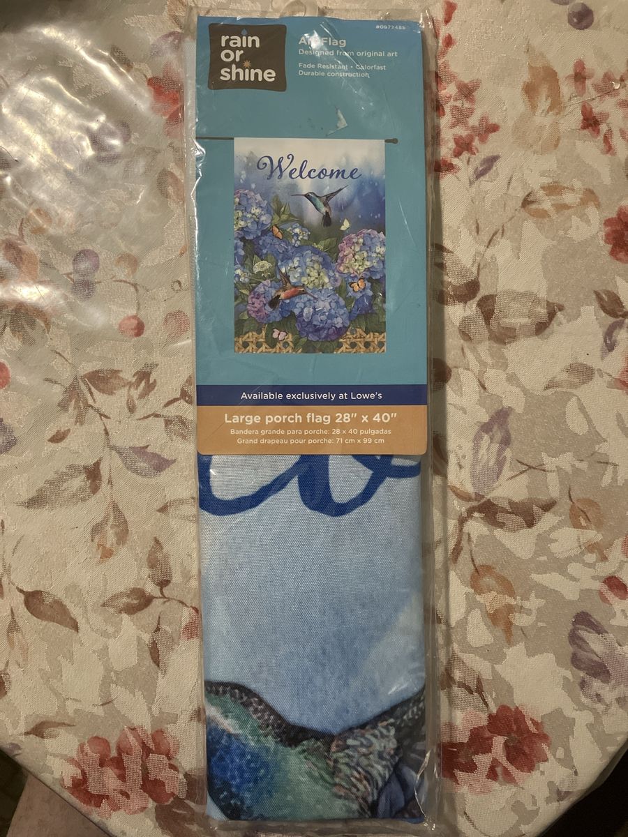 Rain or Shine Large Porch Art Flag Welcome Hummingbird Hydrangea 28" x 40"