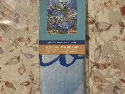 Rain or Shine Large Porch Art Flag Welcome Hummingbird Hydrangea 28" x 40"