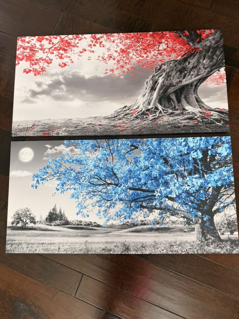 Set Of 2 Wall Art Canvas - 20 x 40