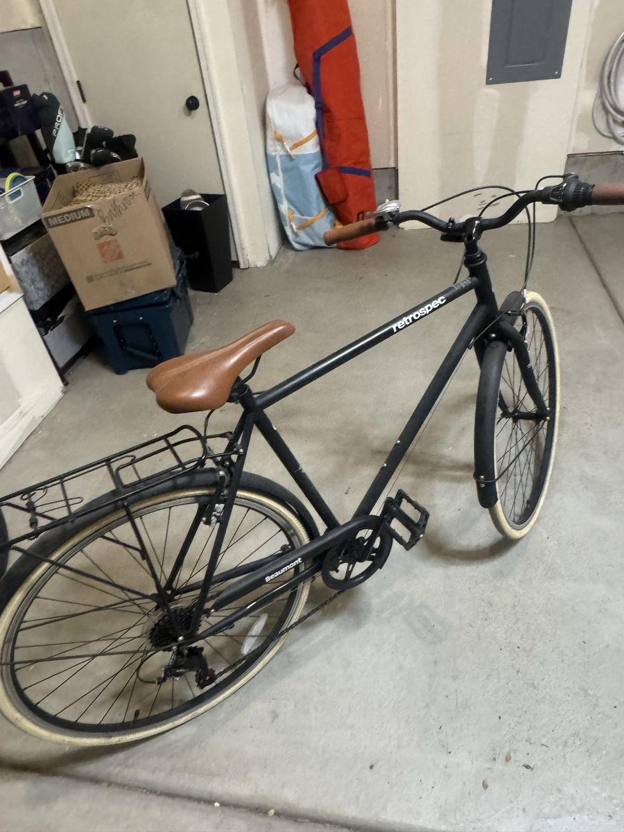 Retrospec Beaumont City Bike - Matte Black, Single Speed, Rear Rack - Mens