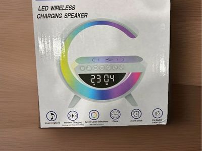 BT-3401 LED Bluetooth Wireless Charging Speaker Alarm Clock FM Radio Multicolor