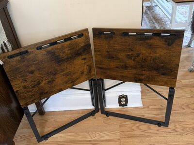 2 Wood and Metal FoldingTV Trays