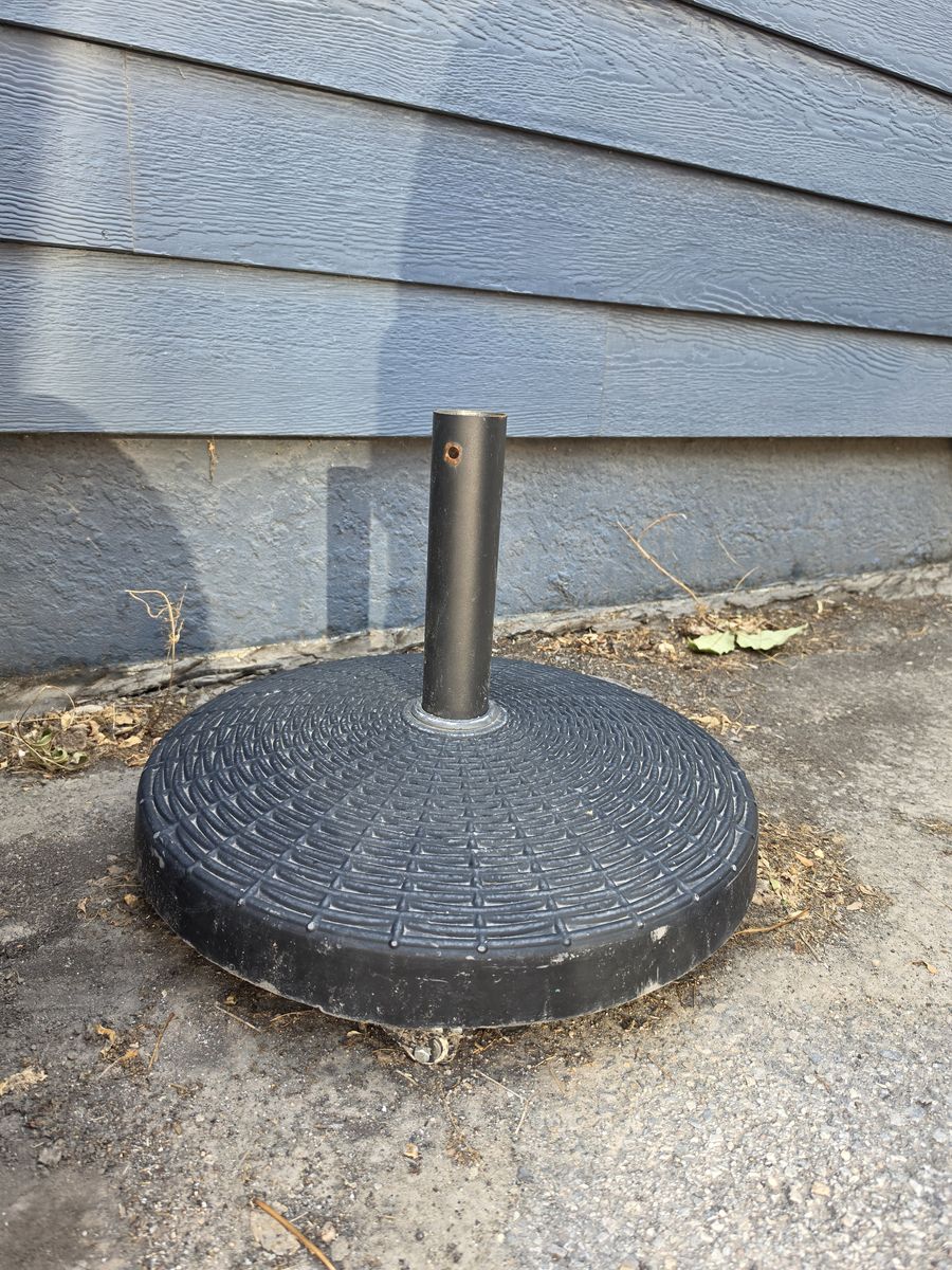 Umbrella Stand, weighted and on wheels
