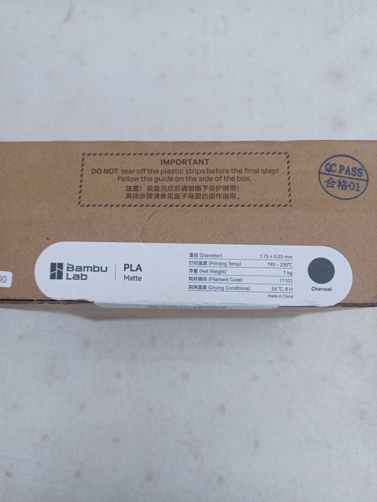 Bambu Lab PLA Matte Charcoal 1.75mm 1kg 3D Printer Filament, New Sealed Box