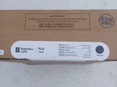 Bambu Lab PLA Matte Charcoal 1.75mm 1kg 3D Printer Filament, New Sealed Box