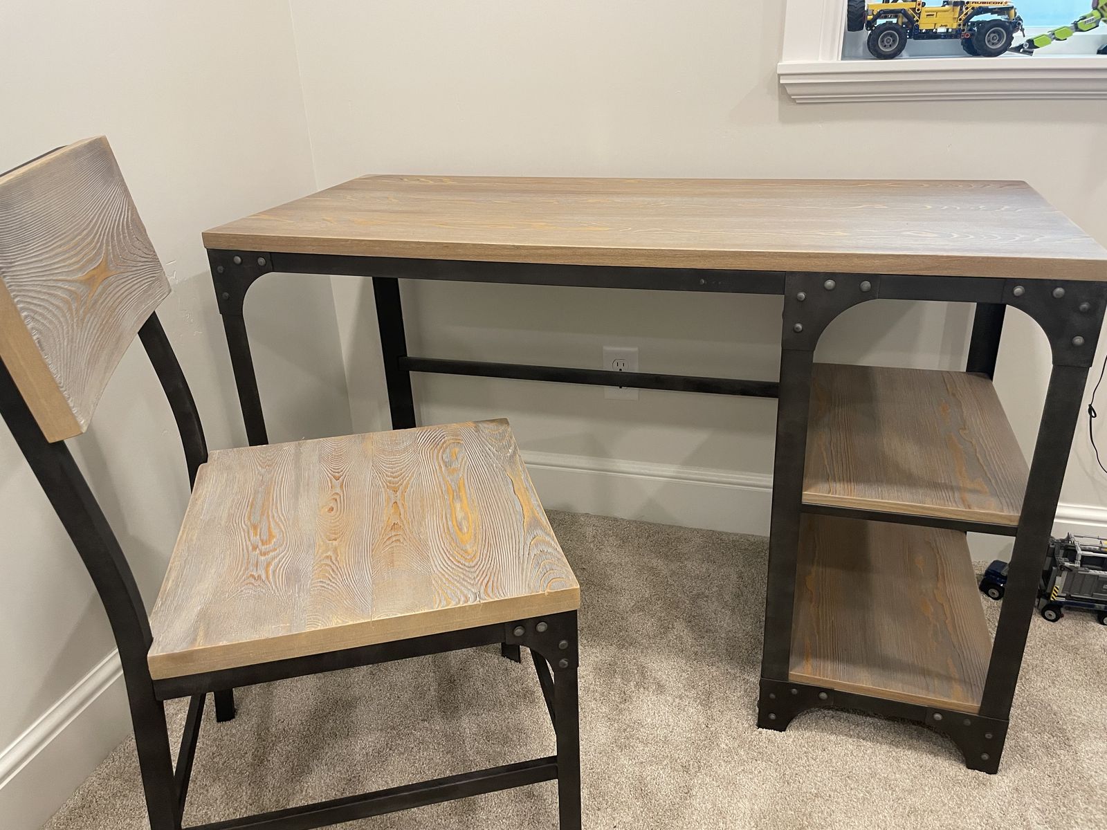 DESK W/ CHAIR & NIGHTSTAND - Great for boy or teen! Wood and metal. Very Nice