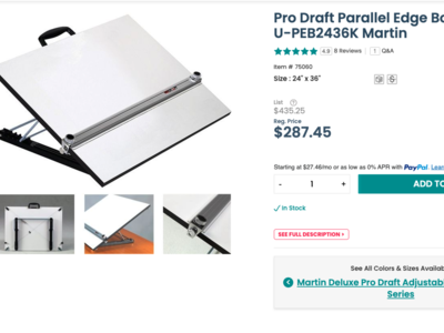Pro-Drafting Parallel Straightedge Drawing Board