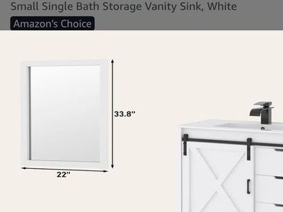 Small Bath White Mirror, 22 X width 34 height