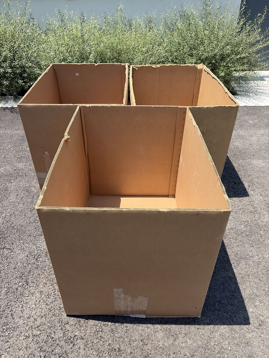 Large Cardboard Moving Boxes - Set of 3, Used Good Condition for Storage/Shipping