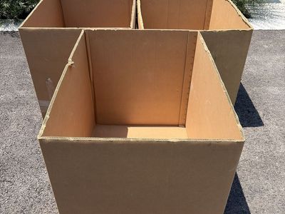 Large Cardboard Moving Boxes - Set of 3, Used Good Condition for Storage/Shipping