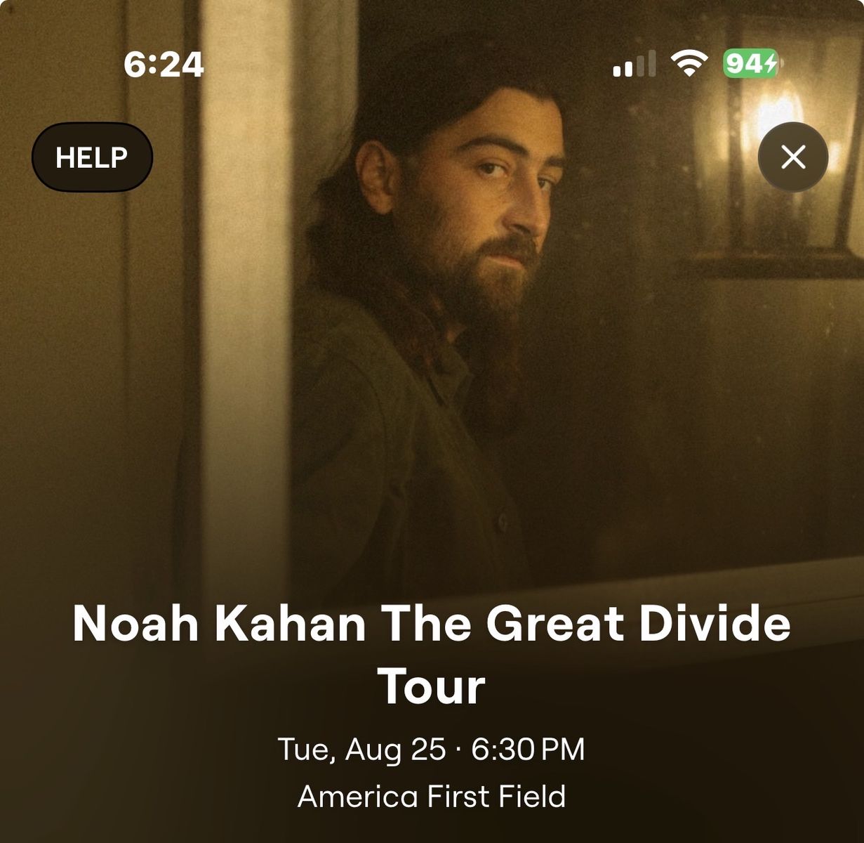 Noah Kahan - Floor B - Row 6 - 2 Tickets