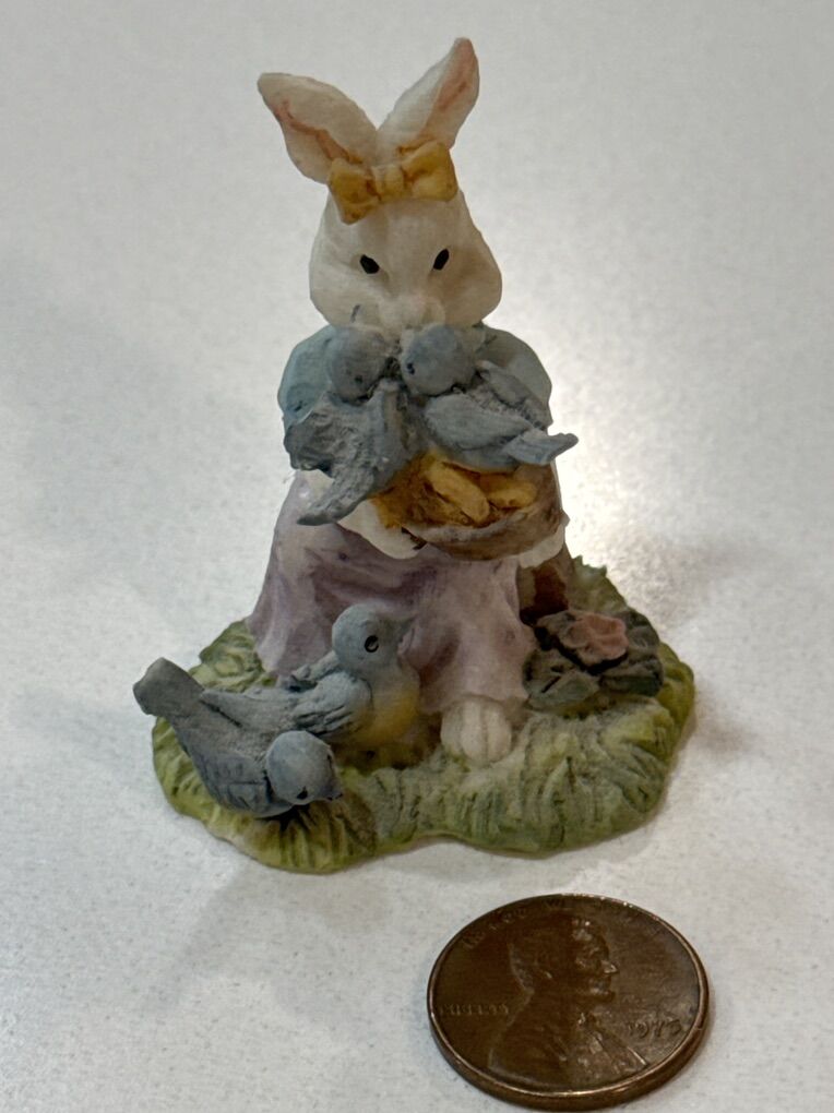 Vintage Easter Bunny Rabbit with Birds 2 Tall $2