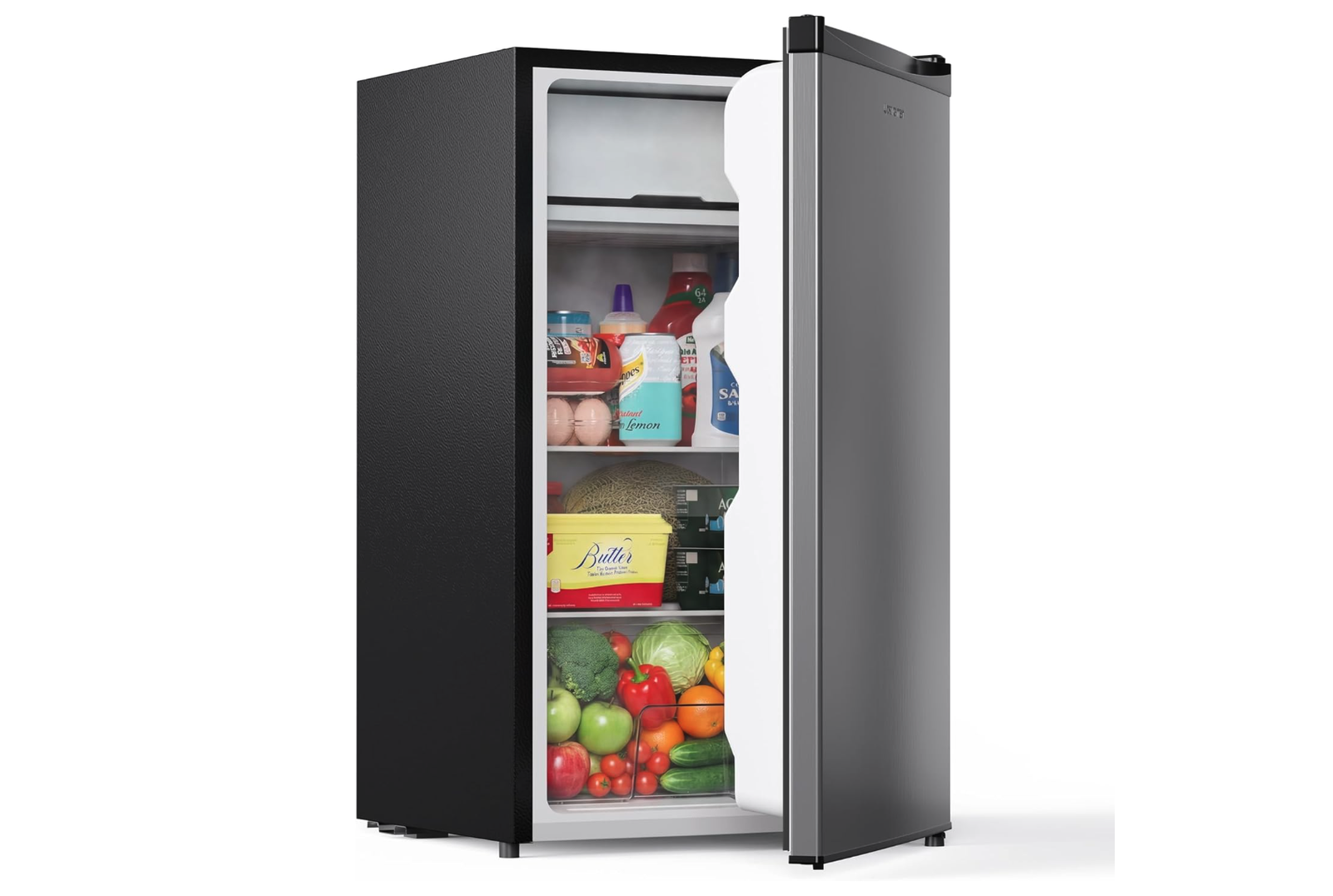 New 3.2 Cu.Ft Mini Fridge with Freezer, Single Door Compact Refrigerator, Adjustable Thermostat