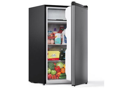 New 3.2 Cu.Ft Mini Fridge with Freezer, Single Door Compact Refrigerator, Adjustable Thermostat