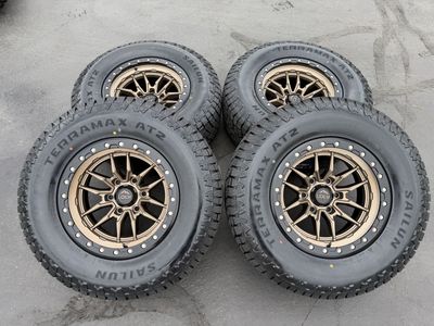 New LT285/70r17 Terramax AT2 Bronze Lock Krawler 6x5.5 Chevy Silverado 1500 Toyota Tacoma GMC Sierra 6 lug wheels and tires 3PR