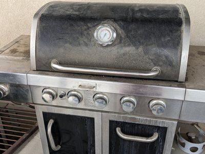 Free 5-Burner Propane Gas Grill with Side Burner and Cabinet Storage