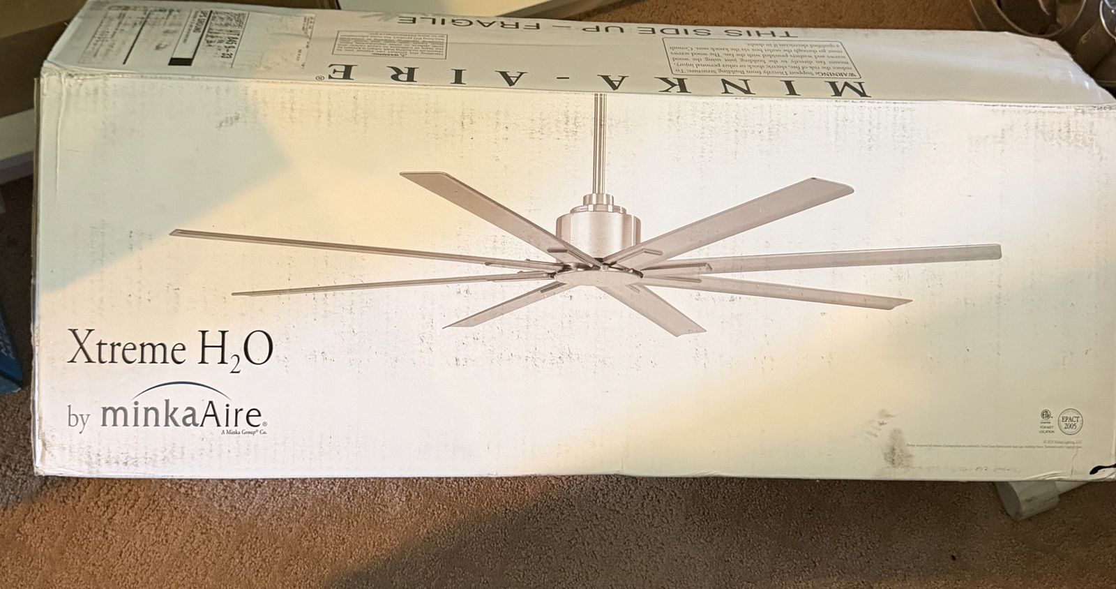 Minka-Aire Xtreme H2O 65" Outdoor Ceiling Fan + WC400 Wall Control — Brand New