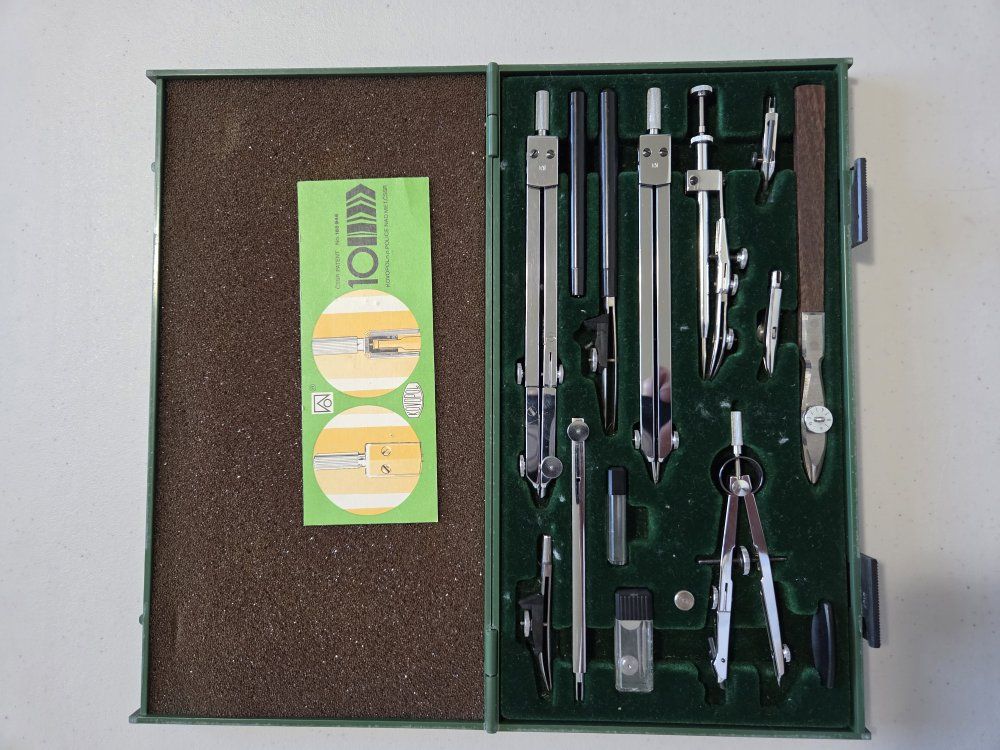 Vintage Kovopol (KIN) Czechoslovakia Drafting Compass Set in Case
