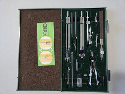Vintage Kovopol (KIN) Czechoslovakia Drafting Compass Set in Case