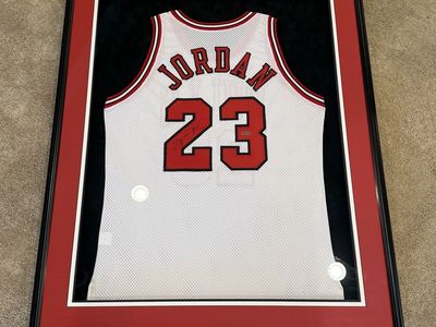 UDA Michael Jordan Autographed Chicago Bulls #23 Jersey - Framed White Home Jersey with COA