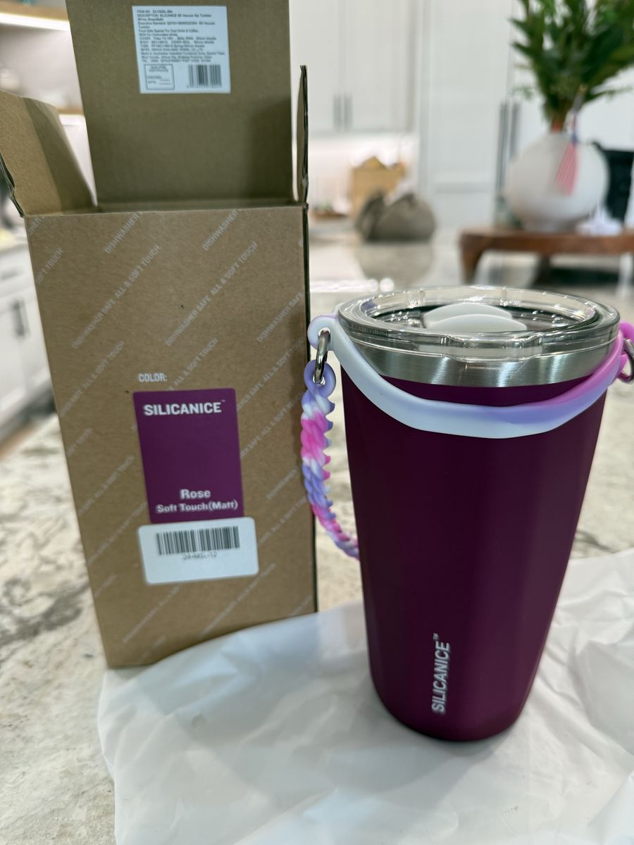 NEW SILICANICE Rose Soft Touch (Matt) Tumbler - Insulated Cup with Lid & Braided Handle